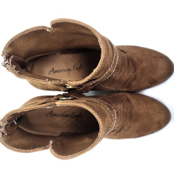 Women's American Eagle Faux Suede Ankle Bootie With Buckles Size 8 - Picture 5 of 7